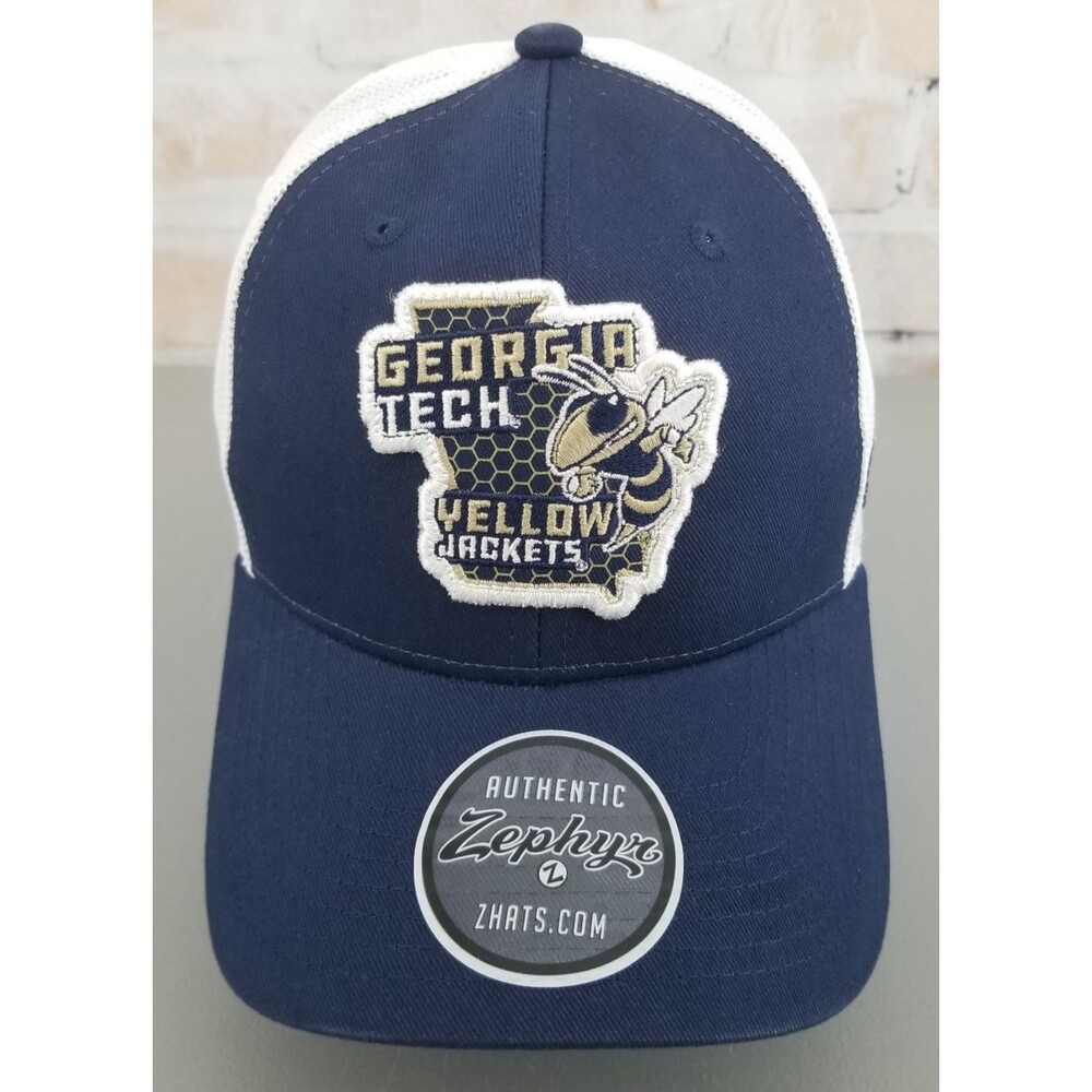 NWT Zephyr Georgia Tech Yellow Jackets Blue/White Snapback Hat/Cap Mesh